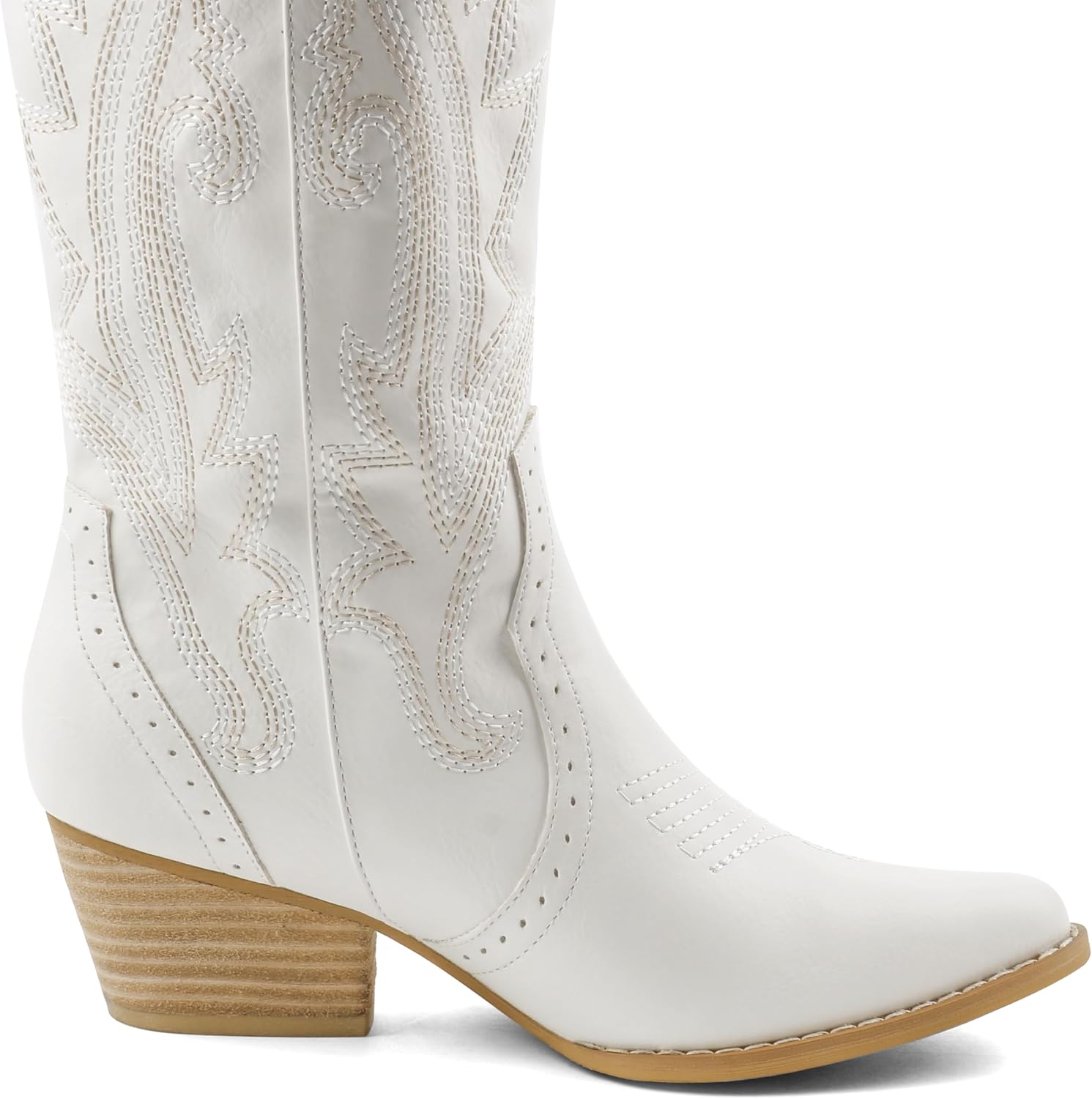 Zzheels Women Mid-calf Cowboy Boots Pointy Toe Boot Embroidered Western Cowgirl Boots Chunky Heels - Image 5
