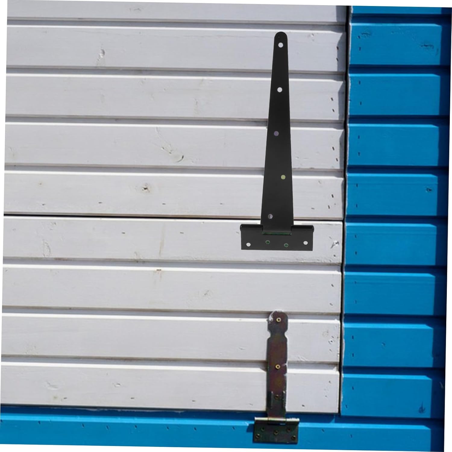 Heavy Duty Industrial Door Hinges 2pc 12'' Extended Hinge Slotted Ball Bearings Black for Gate Sheds and Commercial Doors