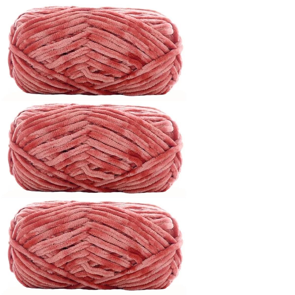Włóczka Super Chunky Yarn, Włóczka Chunky Velvet Chenille w opakowaniu 3 szt., 100 g, do robienia na drutach i szydełkowania