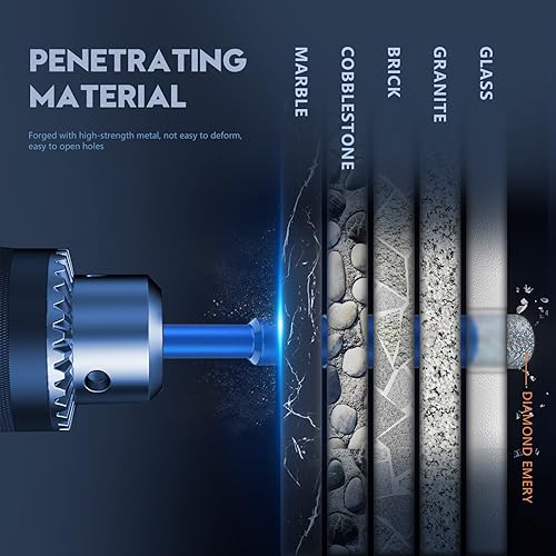 Miniatura 6 de 5 brocas de núcleo de diamante seco de 316 pulgadas para baldosas de porcelana, granito, mármol, vidrio, materiales duros, kit de sierra de agujero