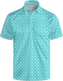 Golf Polo Shirts for Men Funny Print Short Sleeve Golf Shirts Performance Golf Polos