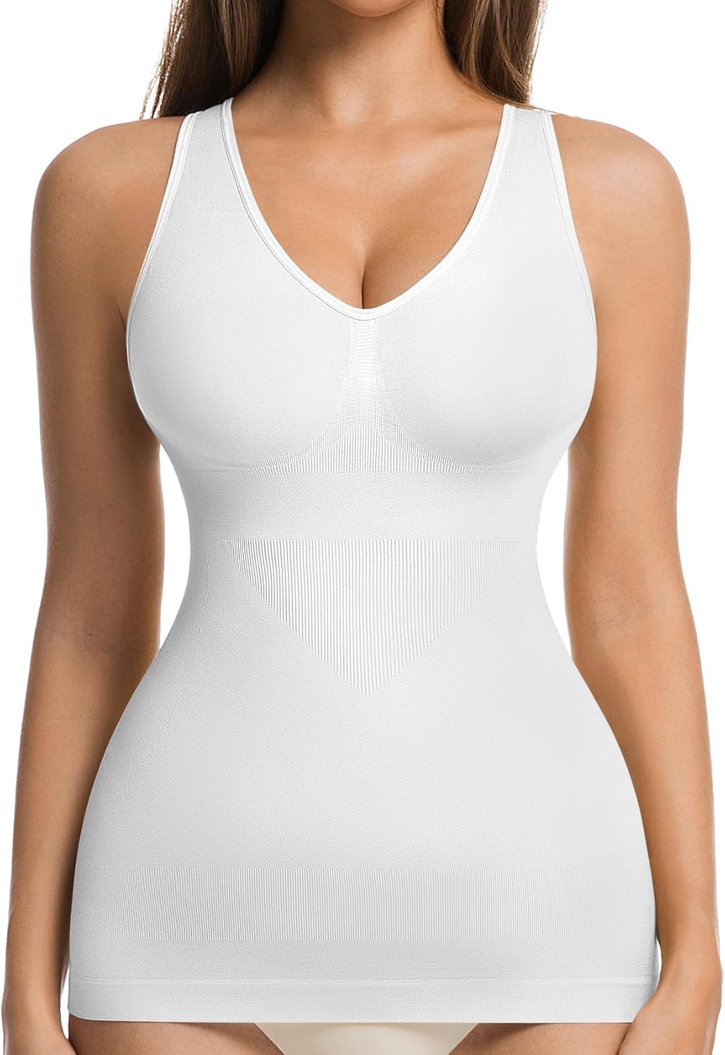 ONEW Slimfit onderhemd voor dames, comfortabel, buikweg, shapewear, tanktop, vormende compressiebandjes, comfortabele body shaper, verpakking van 2 stuks, zwart beige, zwart/beige., XXL