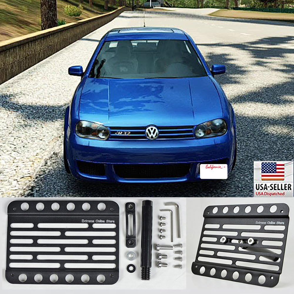 for 2003-2004 Volkswagen Golf GTI MK4 R32 - Front Bumper Tow Hook License Plate Bracket RELOCATOR Relocation Adaptor Holder Kit