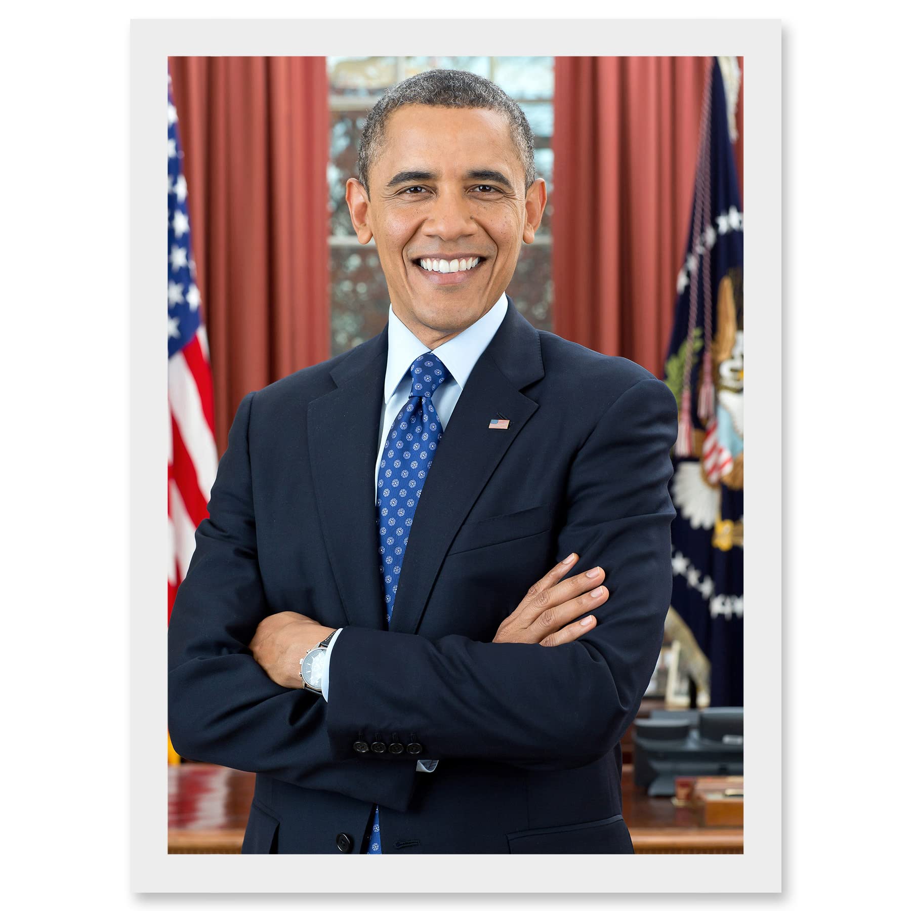 Artery8 Us President Barack Obama Photo Souza Portrait A4 Artwork Framed Wall Art Print