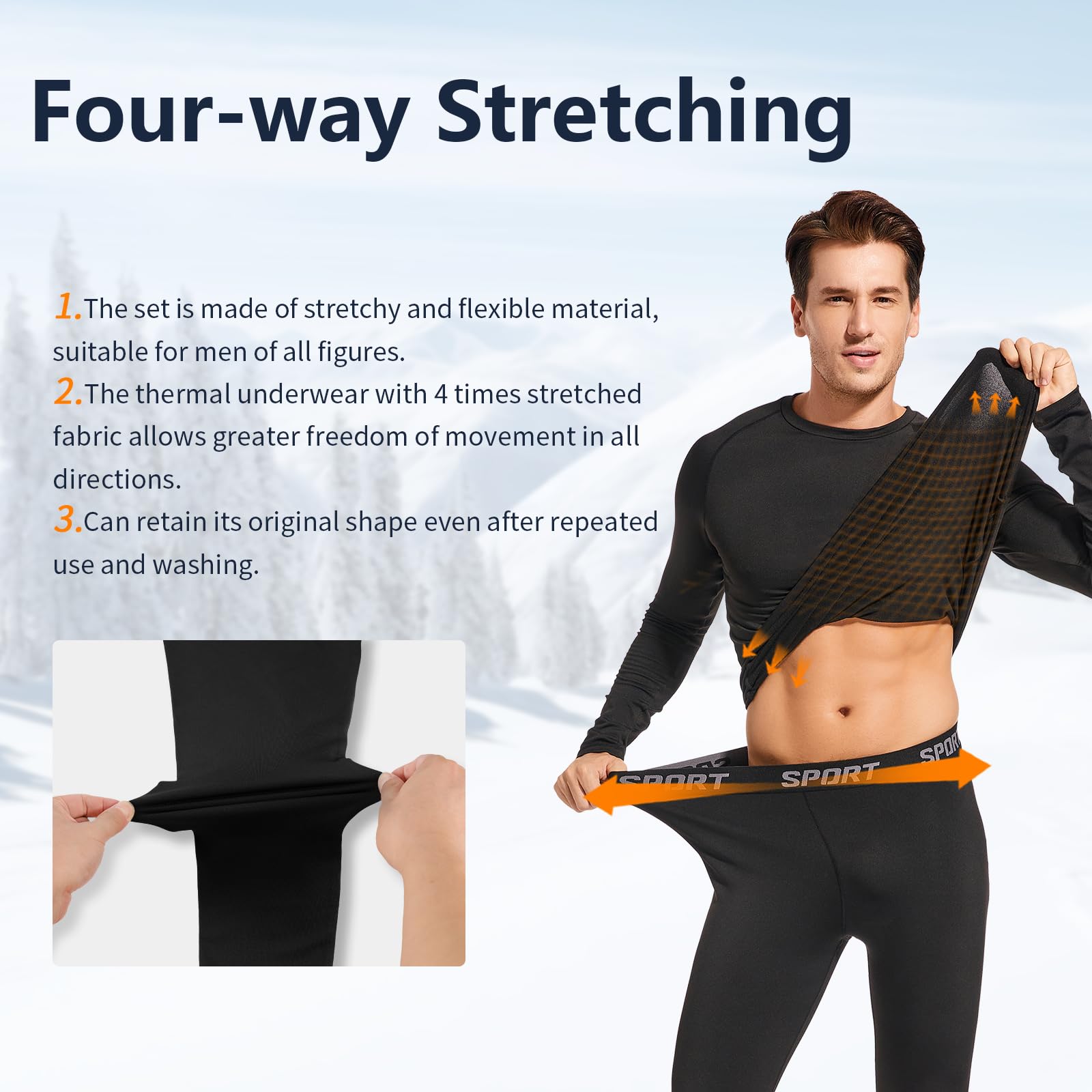 Leeboom Intimo Termico Uomo Invernale Tuta Termica Uomo Antivento Intimo Termico Sci Uomo Biancheria Intima Termica Set per Sci Palestra Ciclismo Corsa