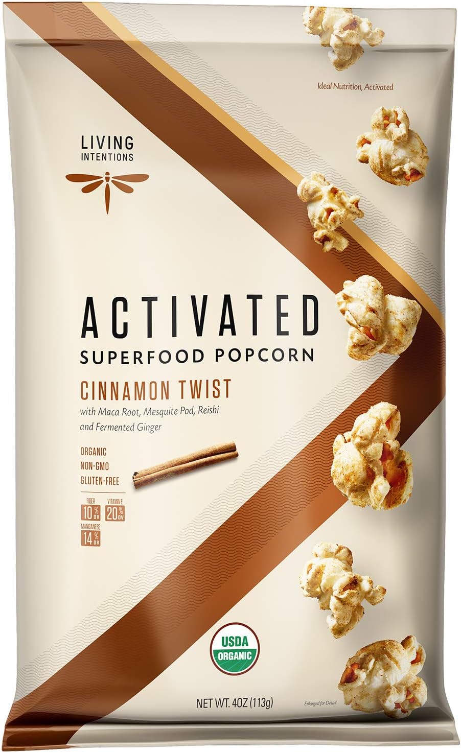 Living Intentions Organic Superfood Popcorn – Cinnamon Twist – NonGMO – Gluten Free – Vegan – 4 Ounce Unit