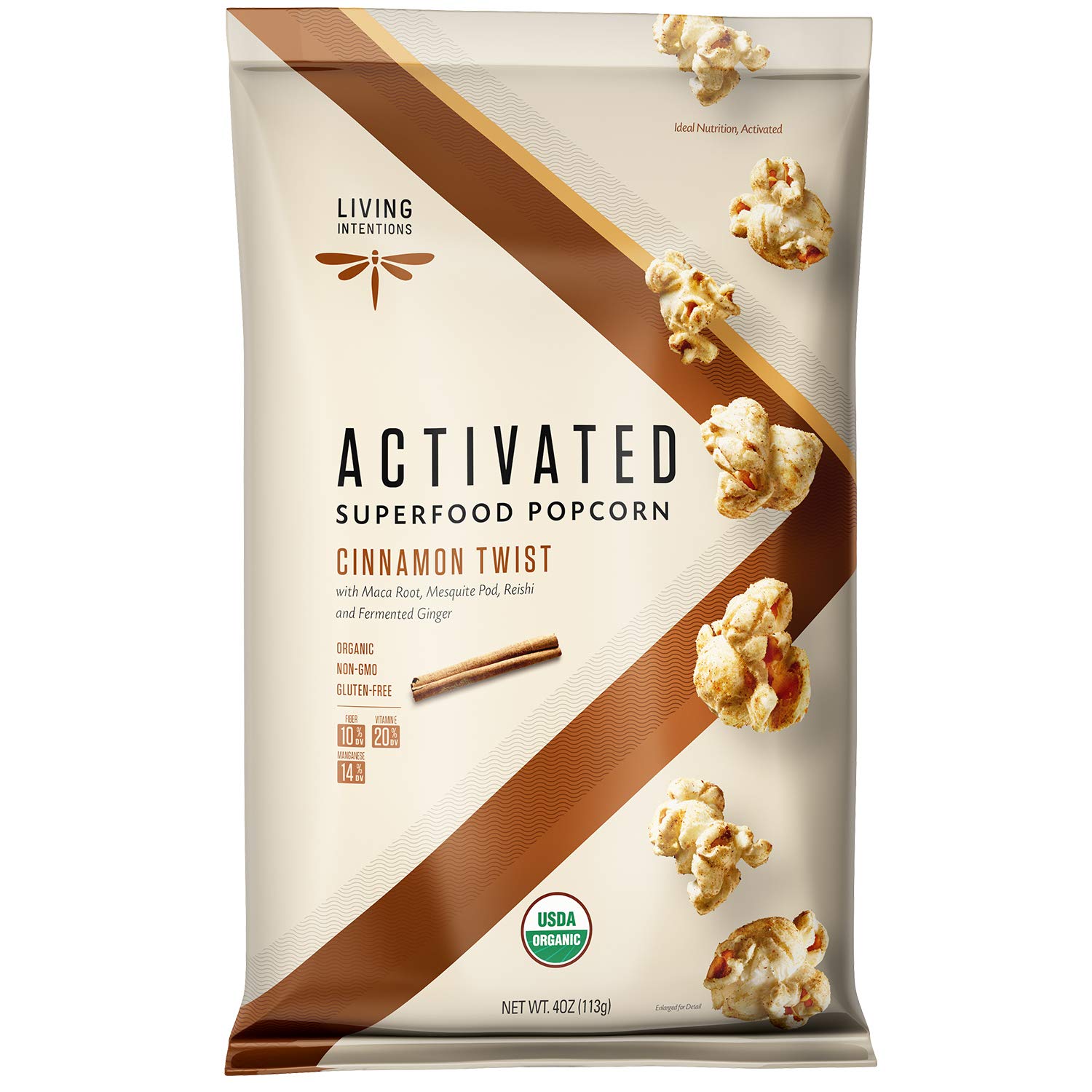 Living Intentions Organic Superfood Popcorn – Cinnamon Twist – NonGMO – Gluten Free – Vegan – 4 Ounce Unit