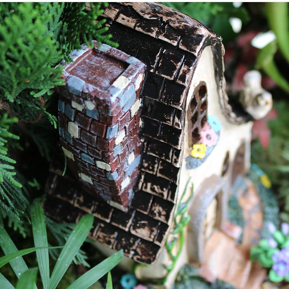 Fairy House Large Rustic Miniature Garden Villa Cottage Resin Fairy Garden Decor Miniature Woodland Gnome Hut House Dwellings