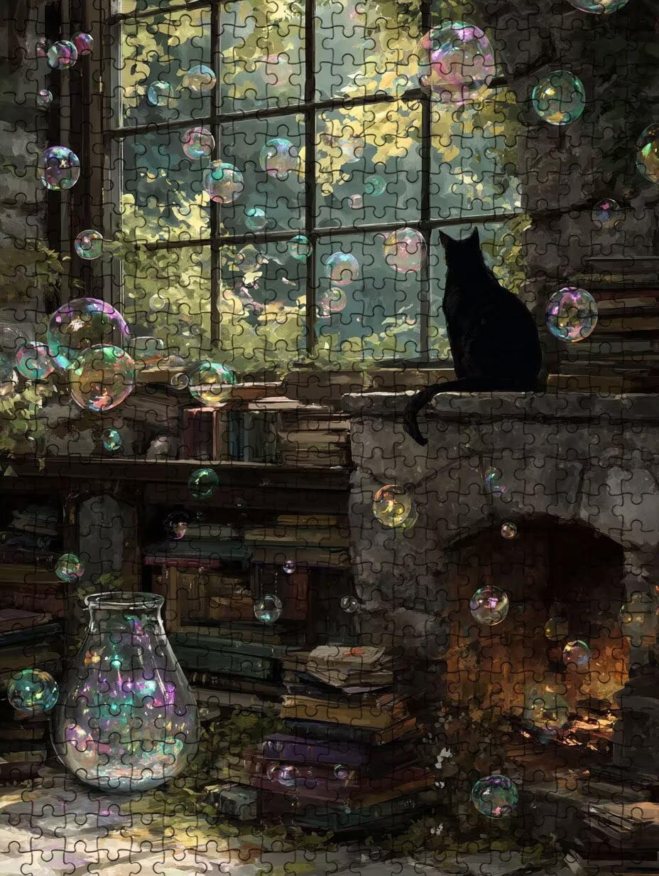 Bubble Black Cat, Klasyczna Puzzle 3000 Sztuk Dla Dorosłych BLQSBGA7-384 | Wyzwanie Zagadki, Gry Logiczne Cała Rodzina, Stres, Wystrój Domu Miłośnicy Puzzle