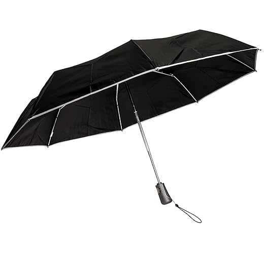 totes Titan Compact Travel Umbrella, Windproof, Water Repellent Auto Open/Close , Black