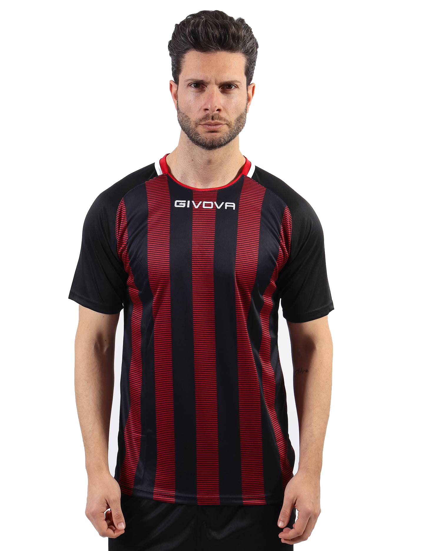 Givova BLACK/RED INTERLOCK STRETCH SHIRT Size 2XS