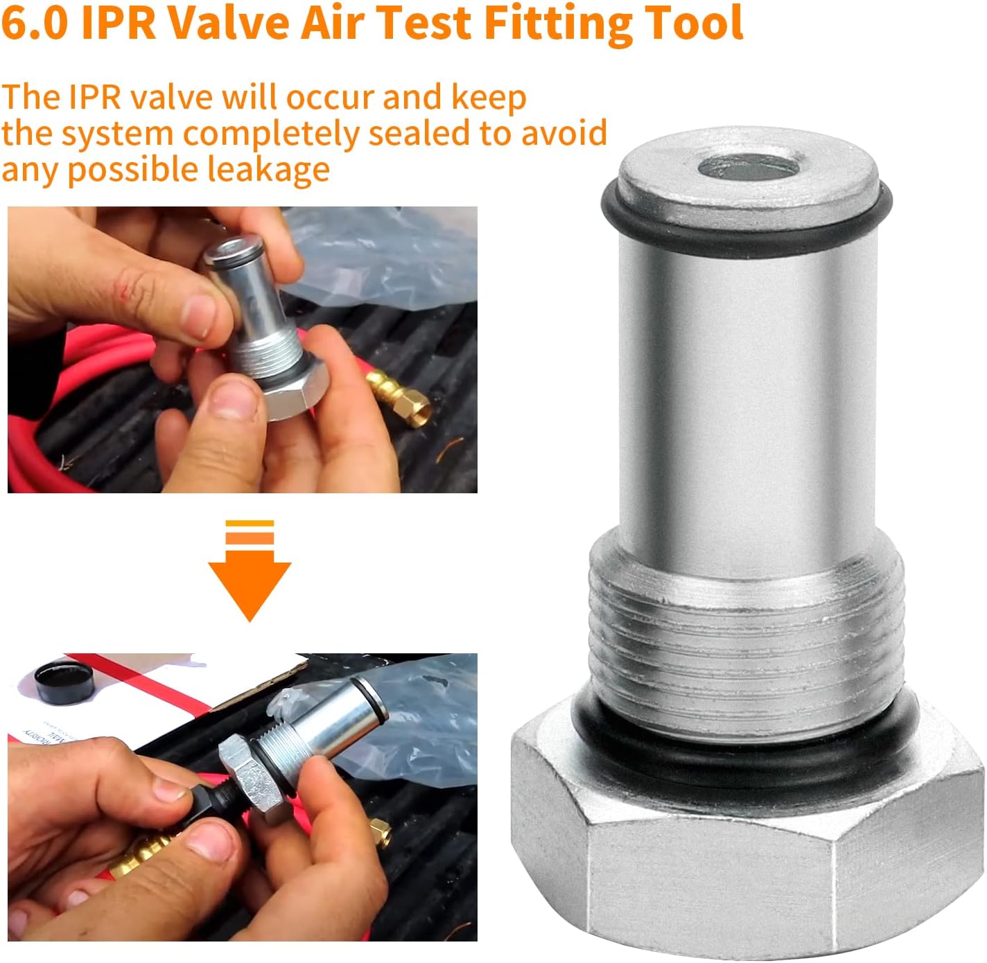 Mekar 6.0 IPR Valve Socket and Oil Rail Adapters Kits and 6.0 High Pressure Oil Pump IPR Valve Air Test Fitting Tool with Seal Kit Compatible with 6.0L Powerstroke Diesel Engine