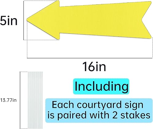 Miniatura 2 de Letreros de flecha amarilla con estacas de 16 x 5 pulgadas, letreros de flecha direccional de This Way para patio, letreros de patio de boda,