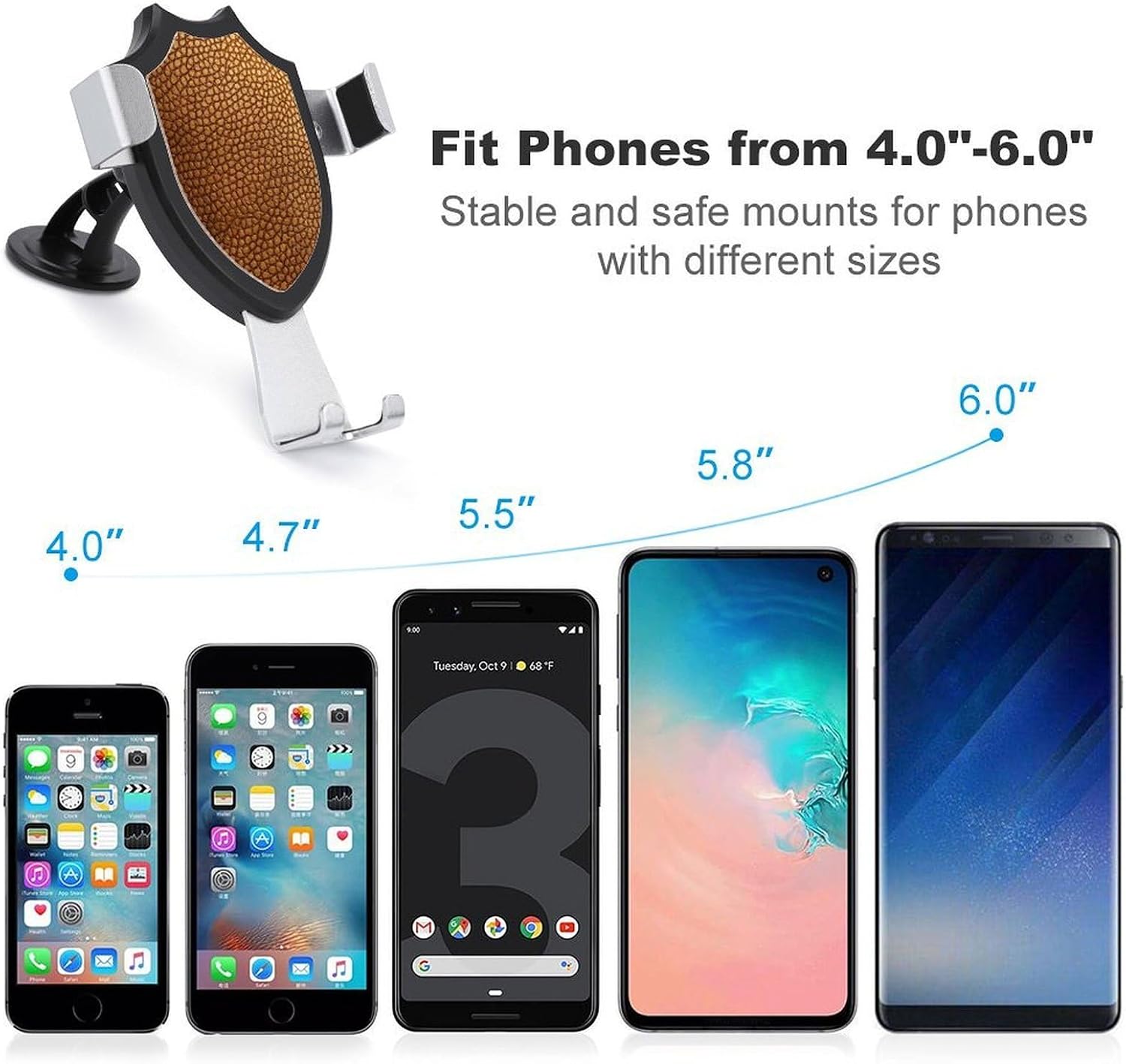 Universal Dashboard Cell Phone Holders Car Phone Holder Cute and Personalized Rotatable Golden Leather Texture Printed Car Phone Mount Fit Vent/Windshield image 3