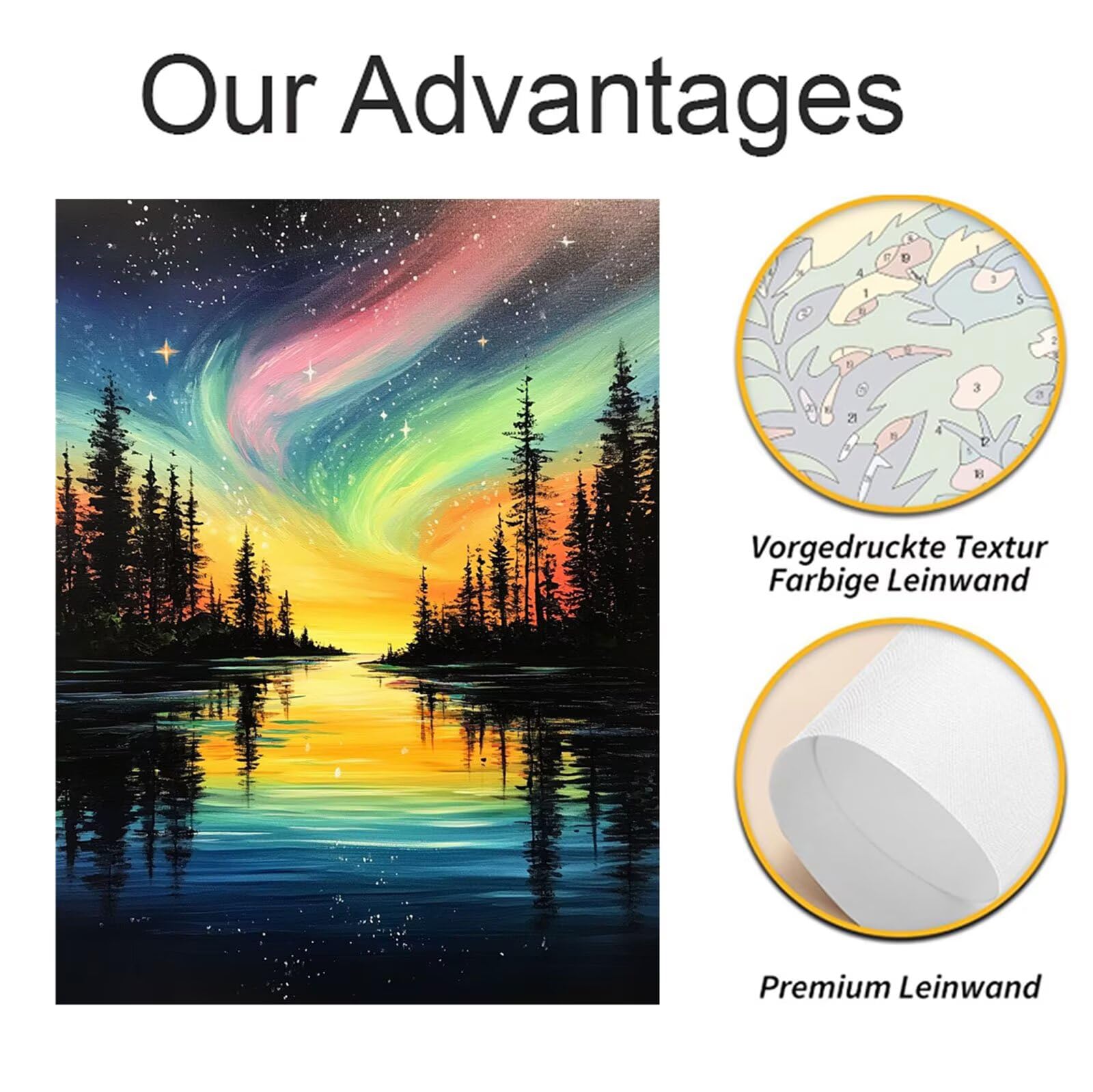 Dipingere con i Numeri Adulti Aurora Dipingere con i Numeri Foresta Paint by Numbers Hobby Creativi Adulti Fai Da Te Tela di Pittura a Olio Kit, Decorazioni Donna Regalo 60x80cm Senza Cornice Y3-1003