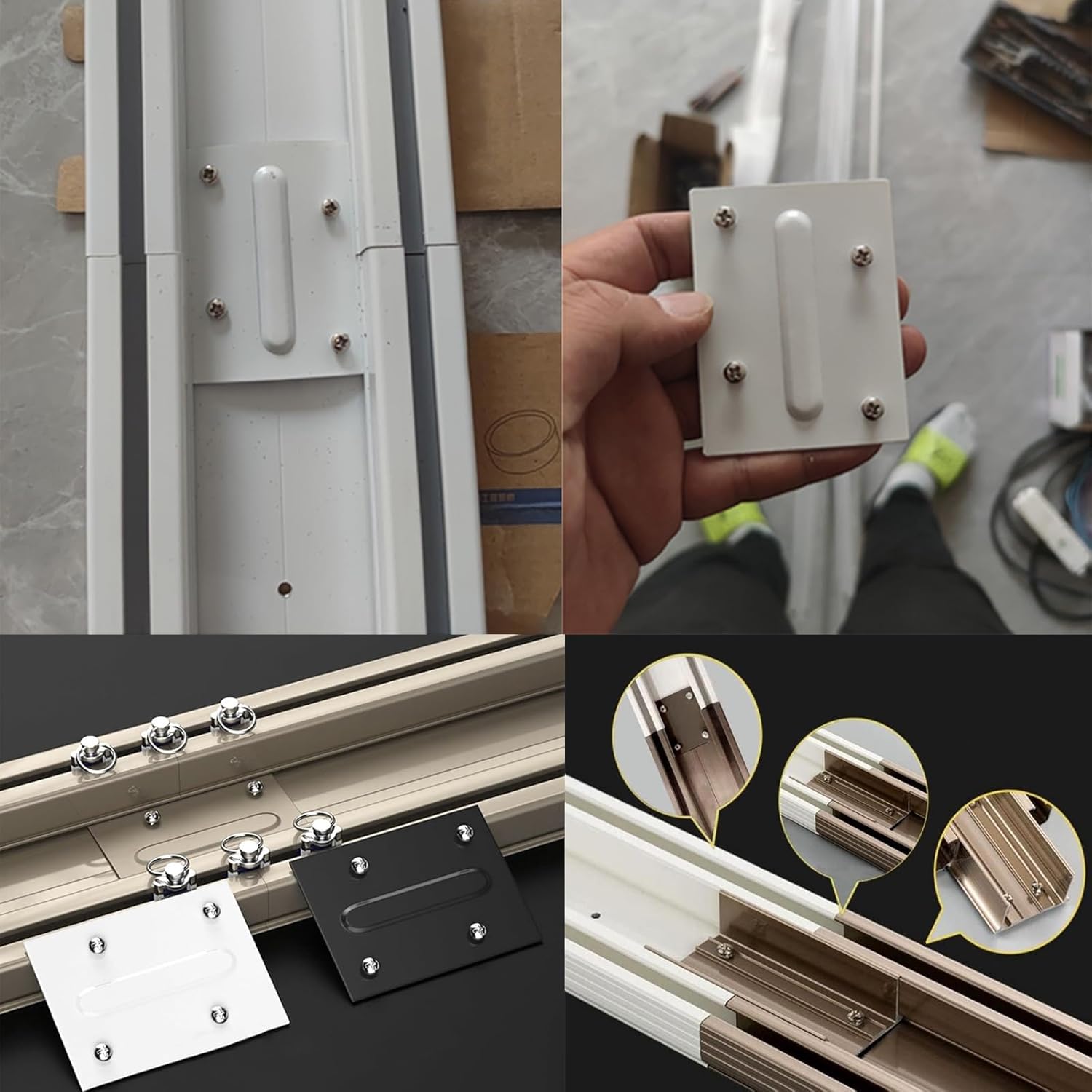 Curtain Conjoined Double Tracks Luxurious Heavy Conjoined Curtain Rails Nano Silence Curtains Track, Aluminum Ceiling Curtain Track, Hospital Privacy System Straight Curtain Track ( Color : Champagne