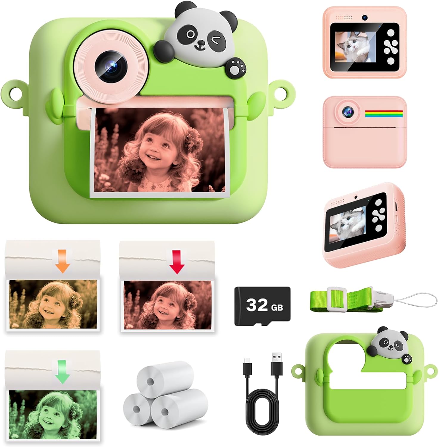 Youngsters Digicam Immediate Print with Coloration Printing Paper and Protecting Cas…