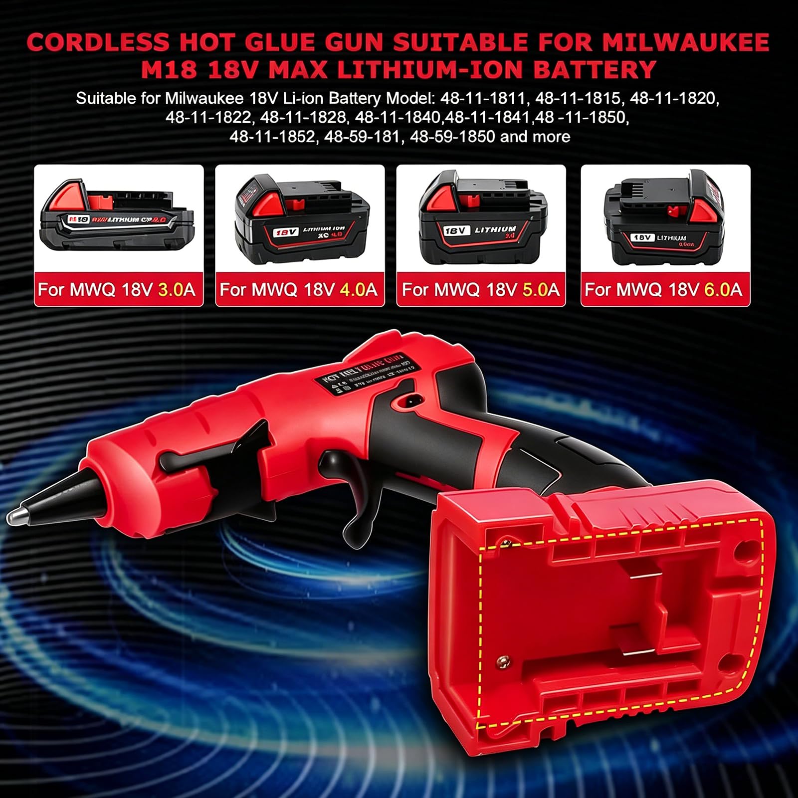 Milwaukee18V Pistolet À Colle Chaude Sans Fil, Pistolet Kit de Fusion de Colle Chaude pour L’Artisanat de Réparation À Domicile Avec Un Bâton de 30 Pièces, Convient À La Batterie de La Série 18V 48-11