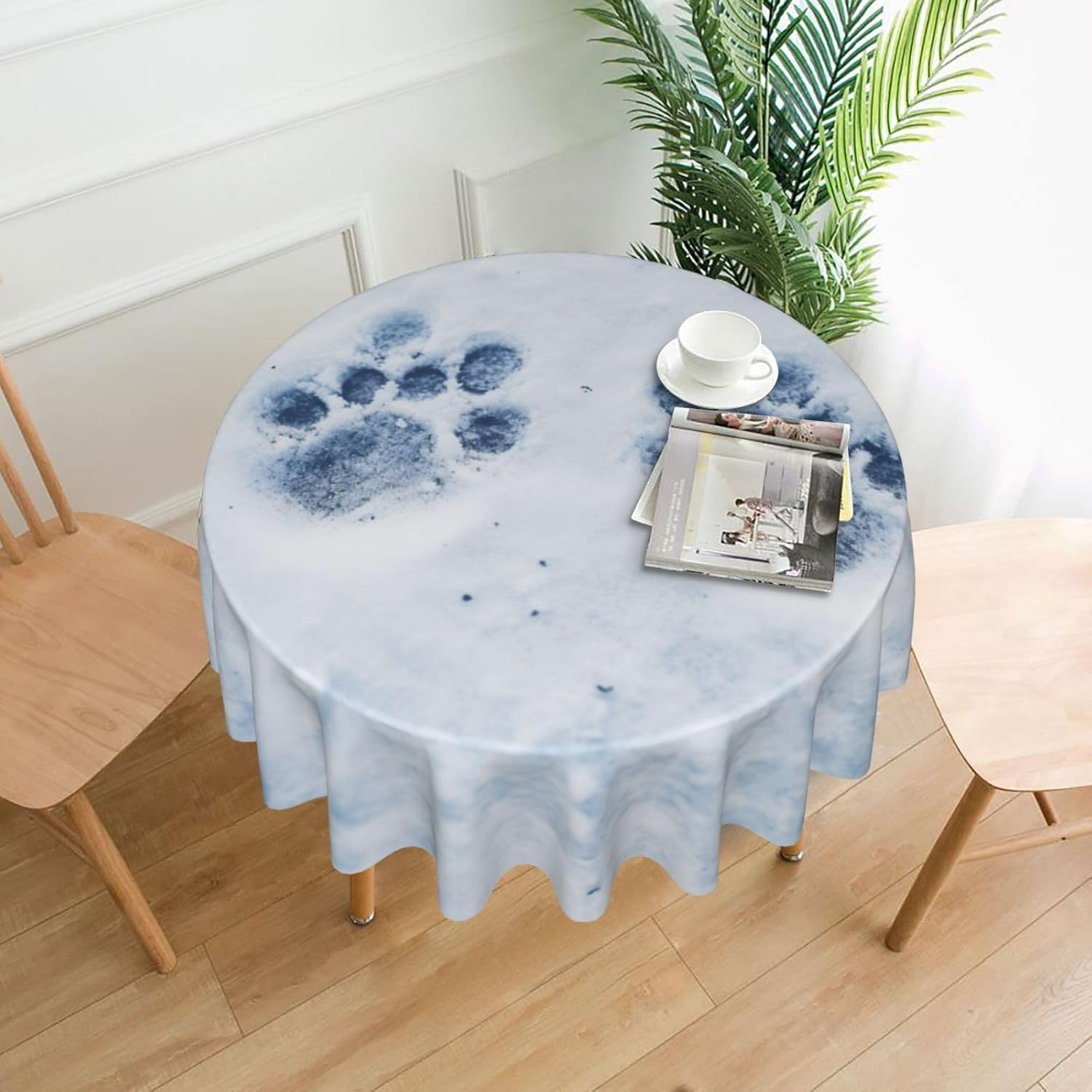 Animal Paw Prints Print Wrinkle Free Dining Table Cover for Birthday Party Farmhouse Tablecloths Up to 60 x 60 Inches