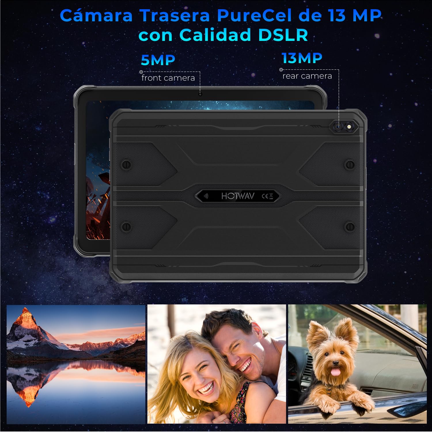 HOTWAV R8 Tablet Rugerizada - 10.1" HD+ Pantalla Waterproof Tablet, 12 + 128GB/1TB TF Tableta Android 14, 10800 mAh Tablets Robusta, Cámara de 13MP, Octa-Core/IP68 & IP69K/Dual SIM 4G/WLAN 5/GPS/OTG