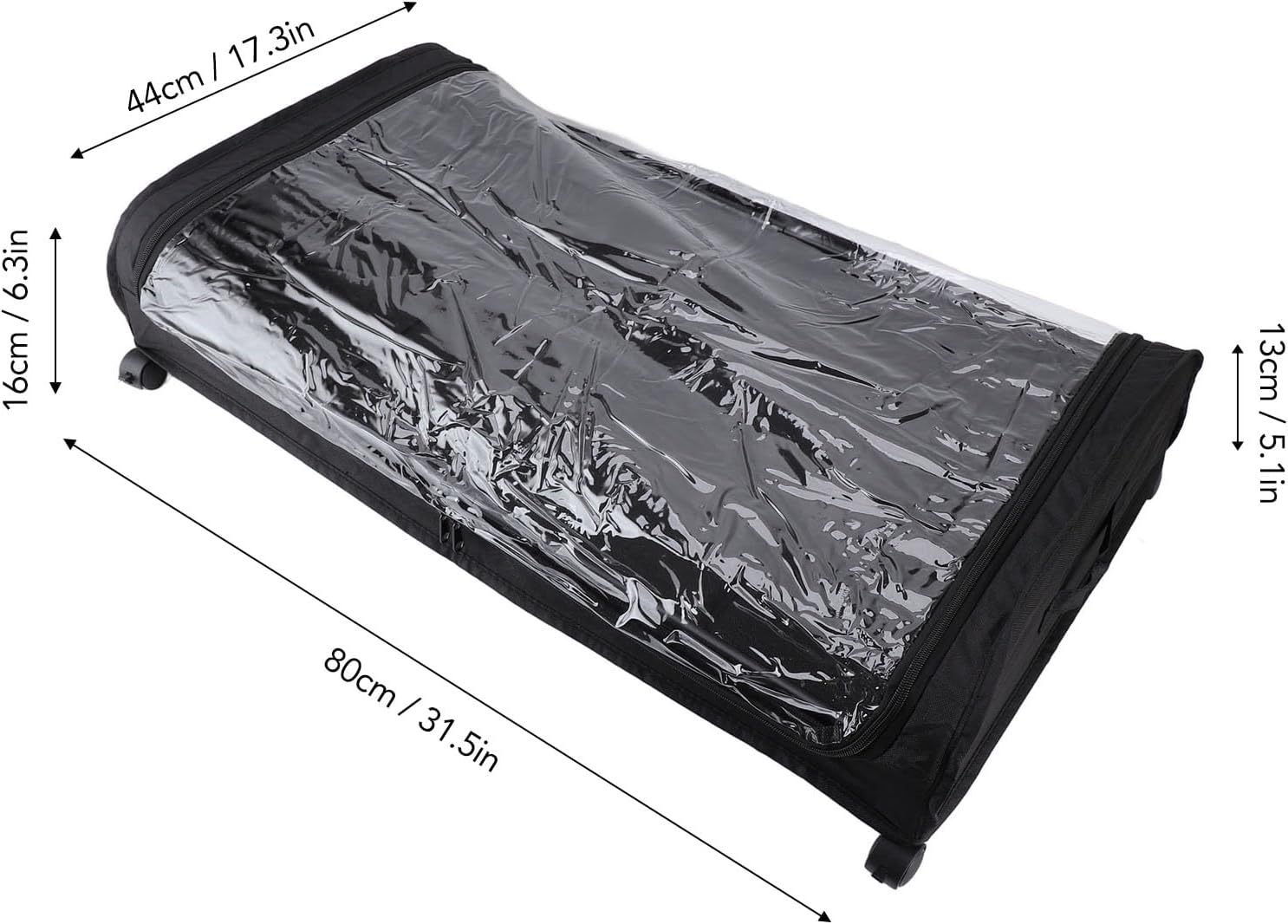 Rolling Under Bed Storage Container with Wheels, Large Capacity, Foldable, Black, Carbon Steel and Oxford Cloth