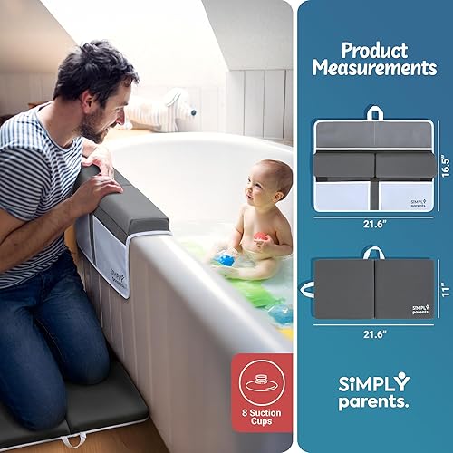 Miniatura 4 de Simply Parents Cómodo juego de rodilleras y coderas para el baño del bebé, almohadilla antideslizante de secado rápido para bañar al bebé,