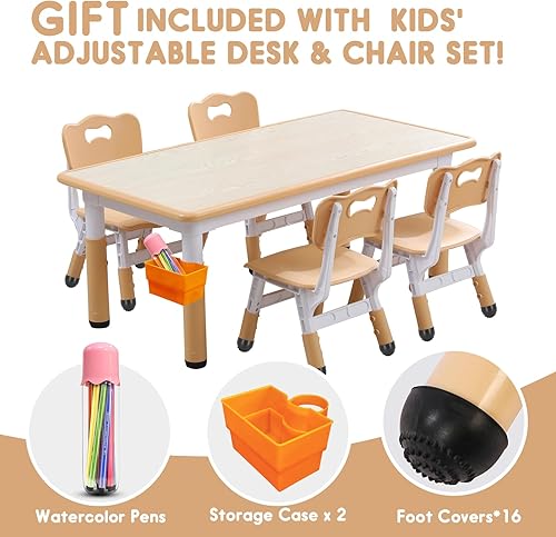 Miniatura 27 de Juego de mesa y silla para niños, juego de mesa y sillas para niños, patas y organizador de mesa antideslizantes, altura ajustable, escritorio de