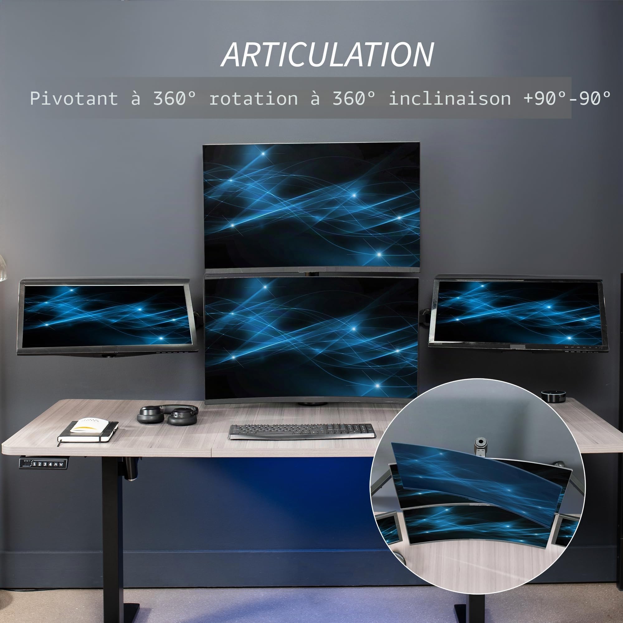 Vivo Acier Quad LED/LCD Moniteur d'ordinateur Heavy Duty support de bureau 3 + 1 Entièrement réglable support | Peut contenir quatre (4) les écrans jusqu'à 81,3 cm (Stand-v104 a)