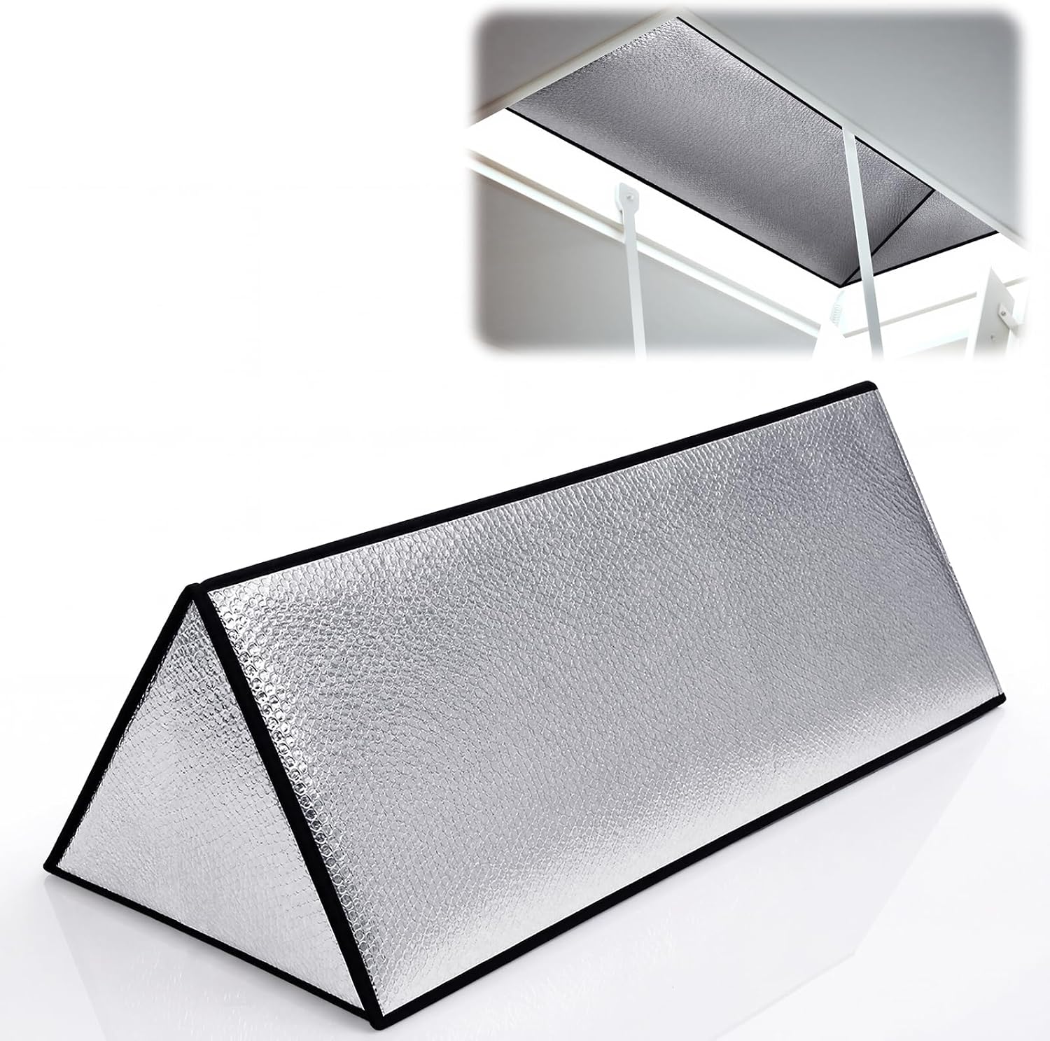 30" x 60" x 19" Attic Door Insulation Cover Triangular Attic Stairs Insulation Cover Energy Saving Stairway Ladder Pull Down Tent with Zipper Thick Reflective Thermal Barrier Tent for Summer