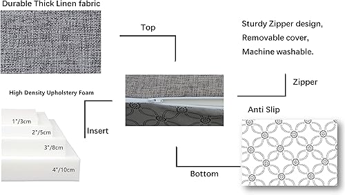 Miniatura 39 de Ginsimar Cojín personalizado para interior/exterior, almohadilla de banco, cojín de asiento de ventana panorámica, almohadillas para silla, cojín