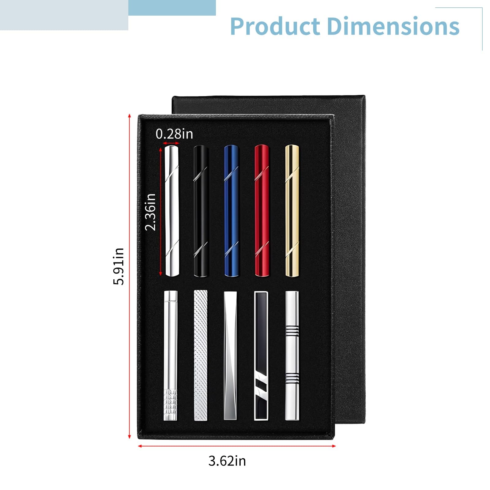 Krawattenklammern für Herren mit Geschenk-Box, klassisches Krawattennadel-Set für normale Krawatten, Krawattenklammern für Hochzeit und Business, 10 Stück