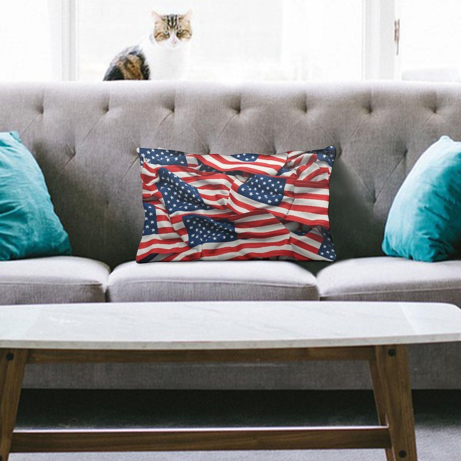 NTVOWPZO Decoration Throw Pillow Covers 8"x12" Pillowcases Covers USA Flag Soft Pillowcases Modern Farmhouse Home Decor Sofa Cushions Covers for Couch Bed Living Room