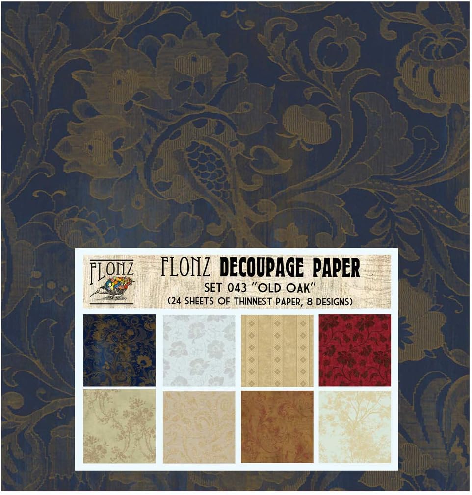 Decoupage Paper Pack (24 Sheets 6"x6") Carved Wood Florals # Vintage Styled Pattern Paper for Decoupage, Craft and Scrapbooking