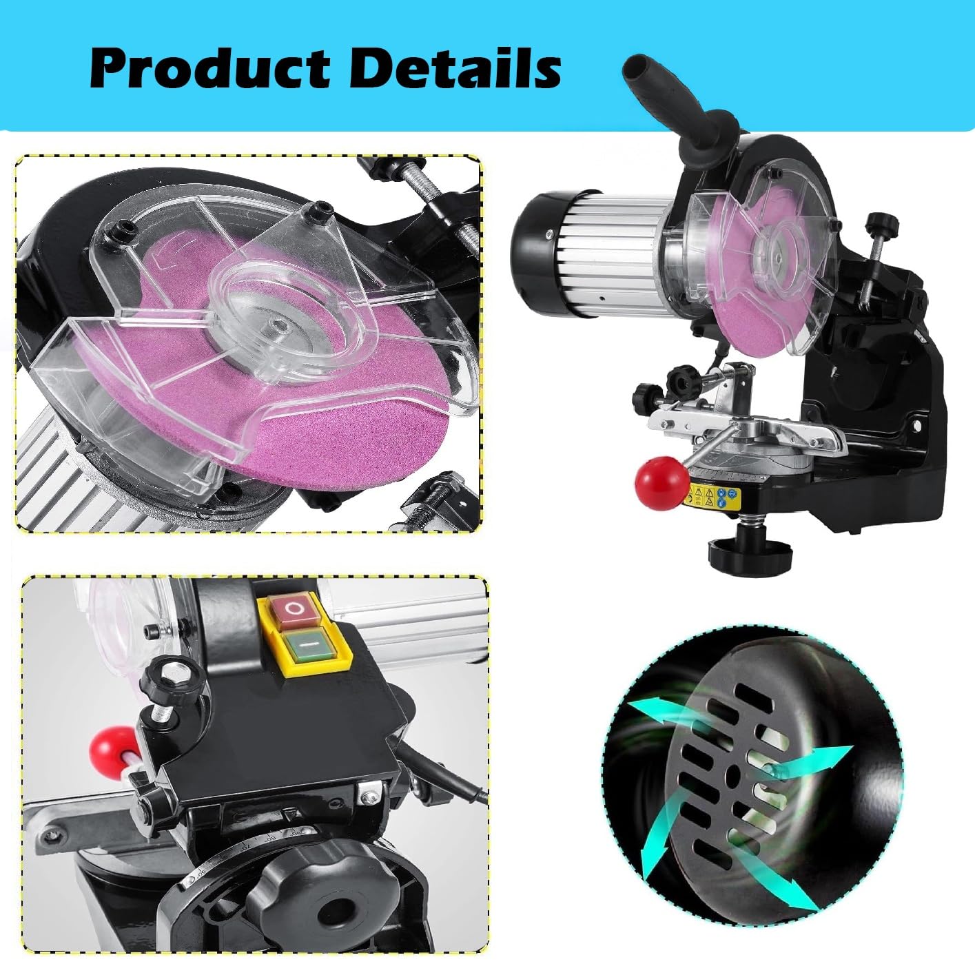 Kit de afilador de motosierra, pulidora portátil de 230 W con ángulo ajustable, motor de 3000 rpm y ángulo ajustable de 0 a 35°, alta estabilidad y precisión, ideal para profesionales