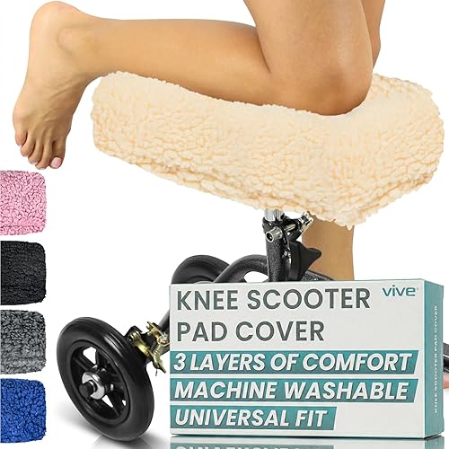 Miniatura 11 de Funda para almohadilla de scooter de rodilla Vive Mobility - Almohadilla de espuma viscoelástica de oveja para adultos suave y de felpa, accesorio
