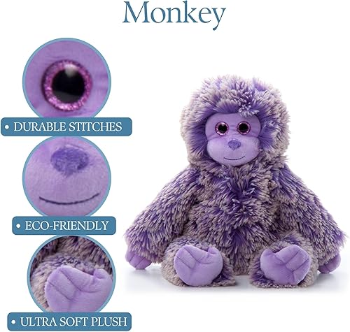 Miniatura 6 de The Petting Zoo Animal de peluche de mono morado, regalos para niños, juguete de peluche púrpura de 10.0in