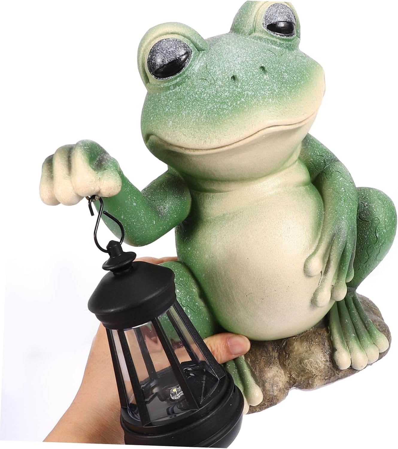 Solar Frog Lantern Outdoor Waterproof Garden Light Resin Frog Decoration for Yard and Patio Realistic Design