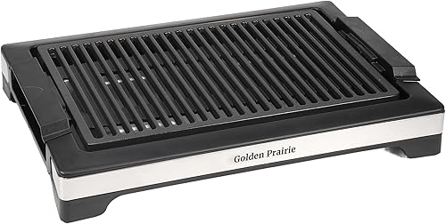 Miniatura 4 de Parrilla eléctrica para interiores sin humo, parrilla de barbacoa de calentamiento rápido de 1600 W, superficie de cocción antiadherente, 5 niveles