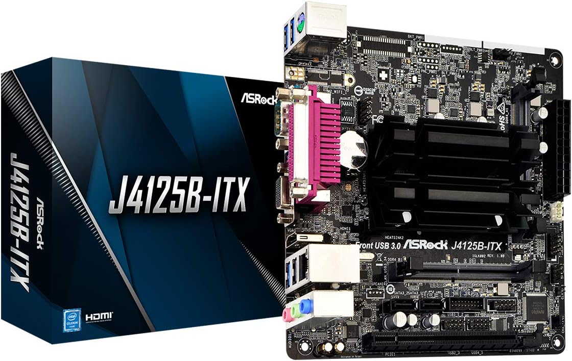 ASRock J4125B-ITX, Integrated Intel Quad-Core J4125, Mini ITX, DDR4 SODIMM, VGA, HDMI, Serial Port, Parallel Port 90-MXBCH0-A0UAYZ