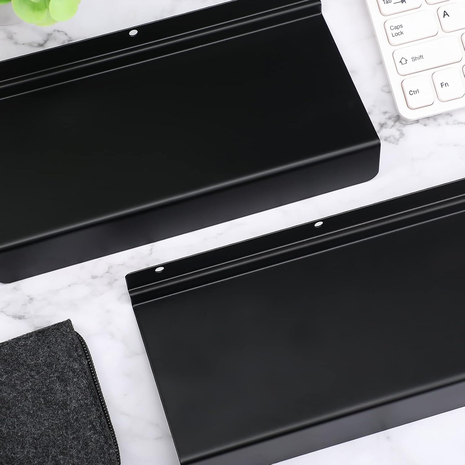 Oudain 6 Pack Metal Slat Wall Shelves Slatwall Accessories Slat Wall Shelves and Fixtures Heavy Duty Slatwall Shelf for Home Shoe Stores Boutiques Supplies 3.74 x 9.06 Inch (Black)