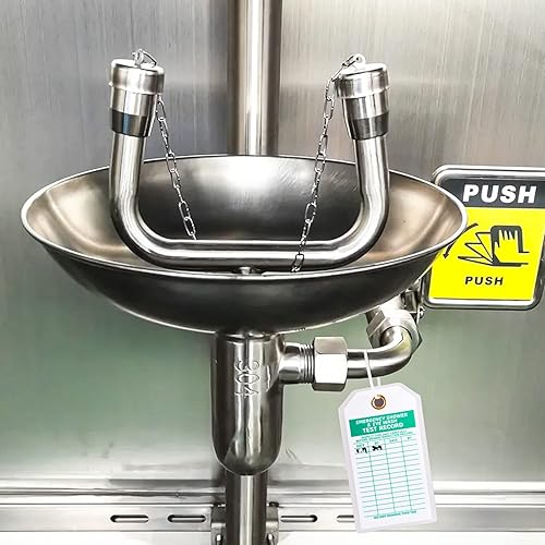 Miniatura 6 de Lionshop Etiqueta de registro de inspección resistente, registro de prueba de ducha de emergencia Legend y lavado de ojos, etiqueta de inspección de