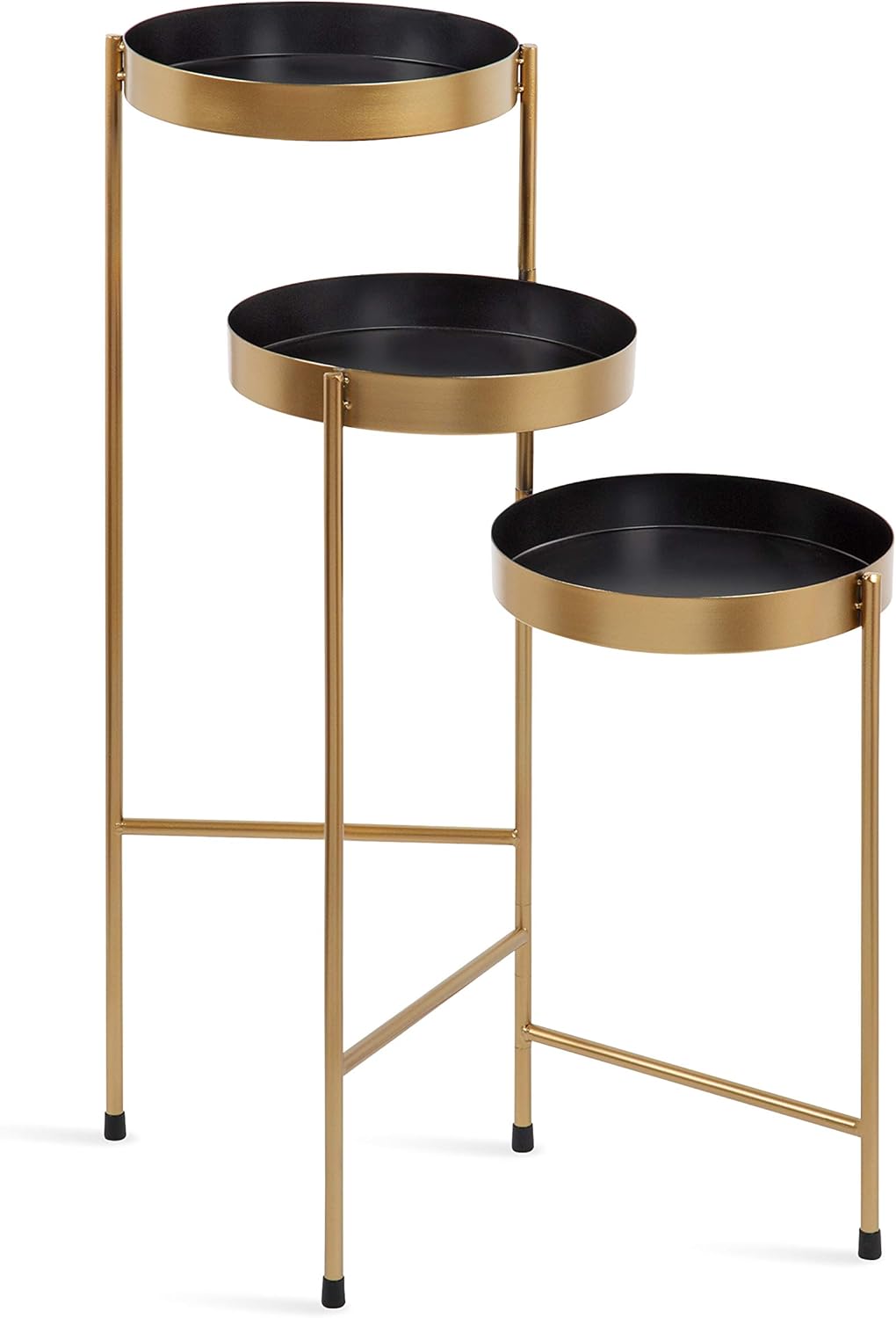 Kate and Laurel Finn – Soporte de metal de tres niveles, negro y dorado, bandeja decorativa con bisagras
