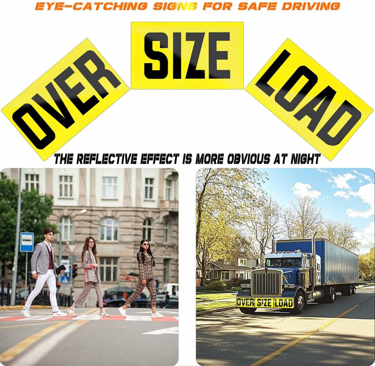 3 Pack Oversize Load Signs for Trucks, Durable Wide Load Signs for Trucks, Professional Magnetic Oversize Warning Sign, Oversize Load Flags Banner for Safe Hauling 12" x 60" Fade Proof Waterproof