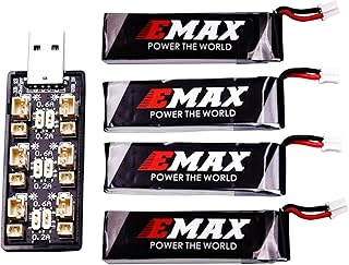 Blomiky 4 Pack 3.8V 450mAh Battery and 1 Charger Board for Emax Tinyhwak RC Quadcopter Drone/E- MAX Battery 4