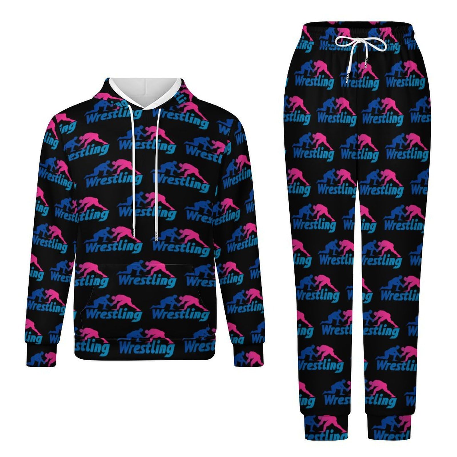 Tute da wrestling per gli uomini a maniche lunghe felpa con cappuccio e pantaloni della tuta tuta Set di tute alla moda