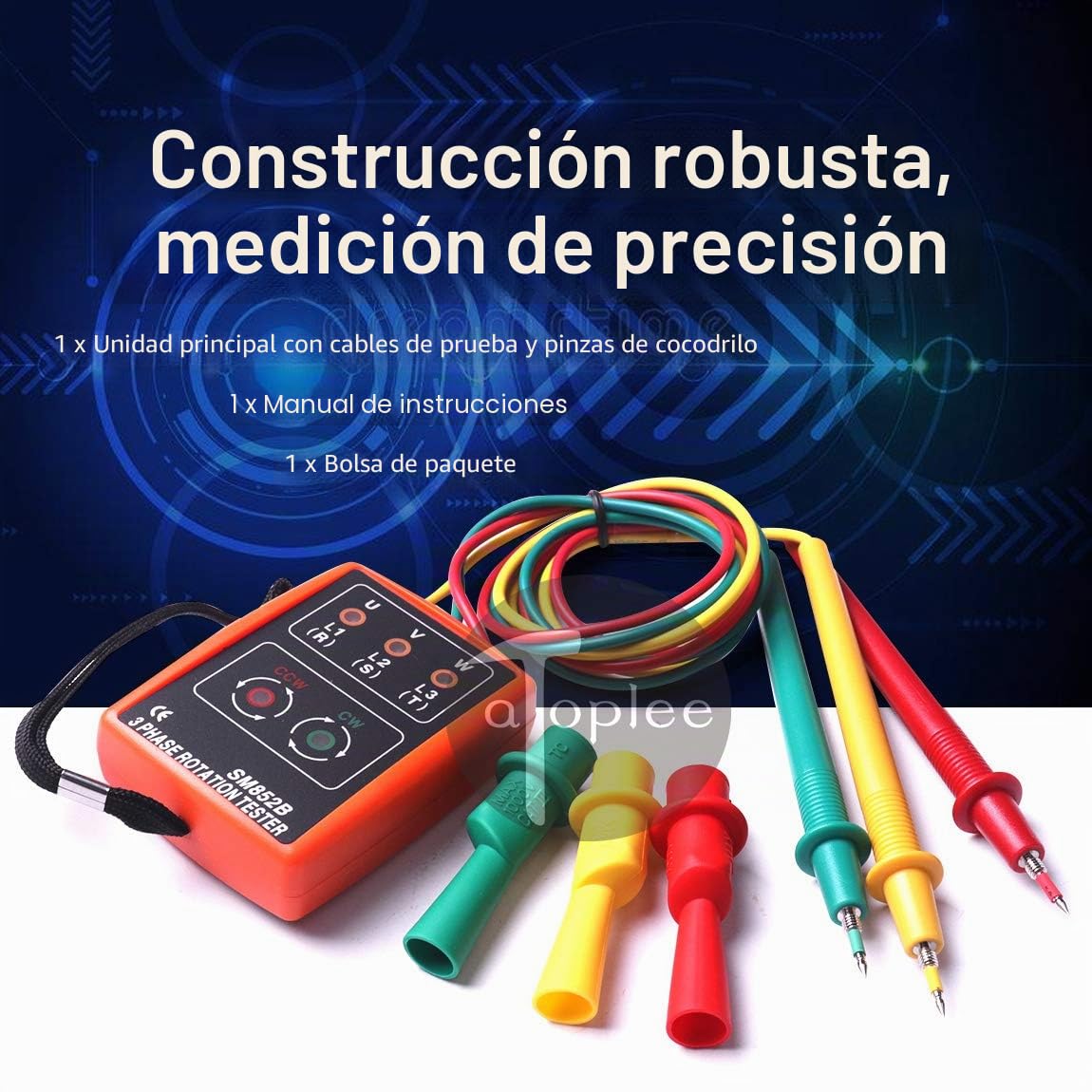 ATOPLEE 3 Secuencia de Fase Presencia rotación Tester Indicador Detector Meter con LED y el zumbador 60V ~ 600V (3 Fase AC)