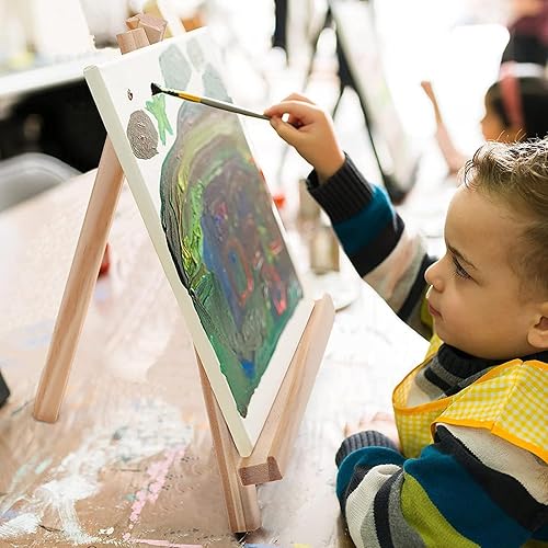 Miniatura 2 de GIFZES Caballete de madera, caballete portátil para niños, caballete de exhibición de trípode de madera de 9.4 pulgadas, soporte de trípode de