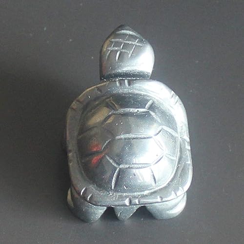 Miniatura 3 de Estatua de tortuga de hematita de cristal tallada a mano de 1.6 pulgadas, estatua de animal, escritorio de oficina, decoración del hogar