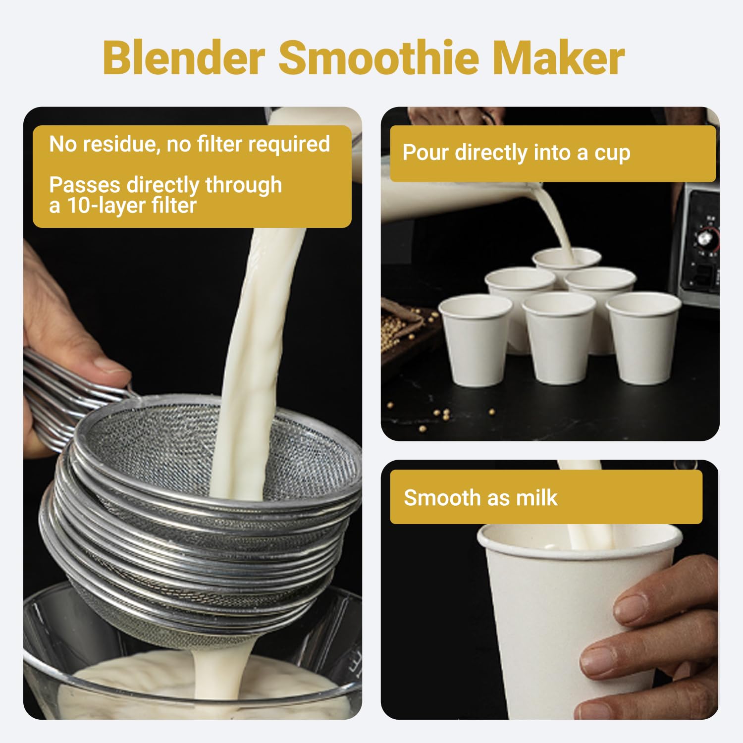 Blender gastronomiczny 2200W, blender do smoothie 6L, 8-ostrzowy nóż ze stali, pogrubiony kielich, 9 prędkości regulowanych, pokrywka z zatrzaskiem, do lodu/mrożonych deserów/gorących zup/orzechów