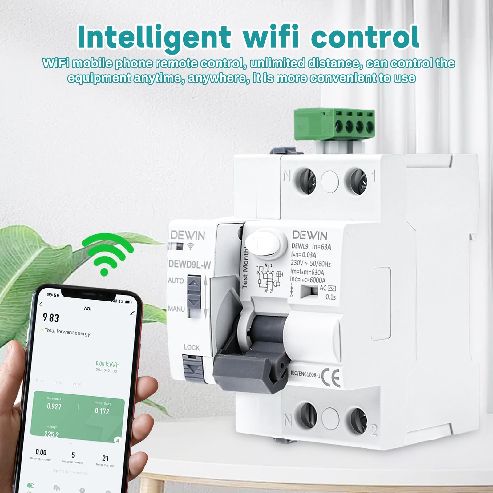 Magnetotermico DZ30L DZ40LE EPNL DPNL 230V 1P + N Interruttore automatico di corrente residua con protezione da dispersione di corrente eccessiva e breve RCBO MCB 6-63A Interruttore Magnetotermico (S